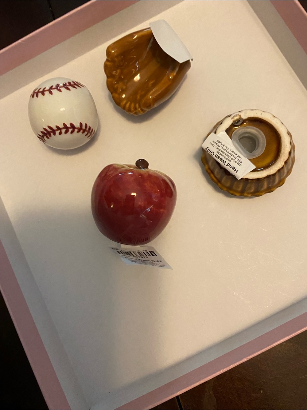 Cracker Barrel Red Ceramic Apple Accent with Brown Stem